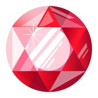 Red round gemstone sparkling with light reflections that create a captivating star shape, embodying luxury and elegance, perfect for jewelry and high end design concepts vector