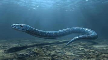 Enigmatic Underwater Serpent A Digital Rendering of a Mysterious Aquatic Creature. photo