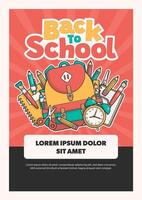 Back to school poster background with school elements and items. Education banner and poster. vector