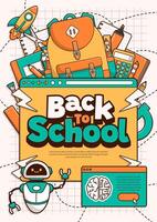 Back to school template background with school elements and AI illustration. Education banner and poster. vector