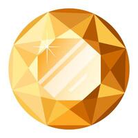 Round brilliant cut yellow diamond gemstone sparkling and shining with radiant light reflecting and refracting through its intricate facets, showcasing exceptional brilliance and clarity vector