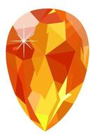 Large, sparkling, teardrop shaped orange gemstone reflecting light against a pristine white background, ideal for enhancing jewelry or luxury design projects with its vibrant elegance vector