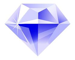 Light blue diamond with facets reflecting light, creating a sparkling effect on a clean white background, ideal for luxury, jewelry, or gemstone related designs vector