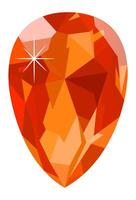 Bright orange gemstone with a teardrop shape, shining with an intense sparkle, reflecting light on a clean white background creating a luxurious and elegant image vector