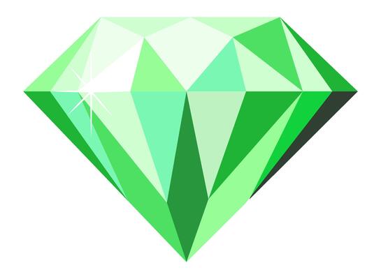Large sparkling green diamond reflecting brilliant light against a pristine white background, embodying luxury, wealth, and elegance while captivating with its exquisite clarity and cut