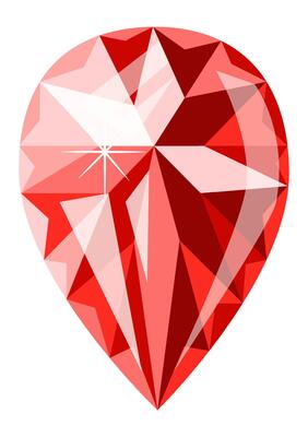 Red gemstone with facets reflecting light, creating a sparkling effect, isolated on a white background, perfect for jewelry or luxury
