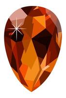 Low poly style illustration of a pear shaped orange gemstone shining with triangular facets, creating a dazzling display of light and color vector