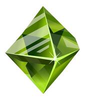 Large faceted bright green gemstone shining with light reflections on a plain white background, ideal for jewelry, luxury or precious stone concepts vector