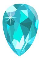 Large, sparkling light blue teardrop diamond reflecting light on a white background, perfect for jewelry design, luxury concepts or illustrations vector