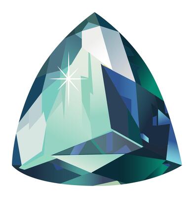 Trillion cut gemstone with light reflection, creating a mesmerizing display of brilliance and color, ideal for jewelry design or gemological purposes