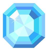 Light blue gemstone with flat stylized facets reflecting light, creating a sparkling effect, ideal for luxury, jewelry, and elegance related designs vector