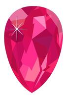 Large teardrop shaped pink gemstone with facets reflecting light, creating a sparkling effect on a white background, suitable for jewelry or luxury designs vector