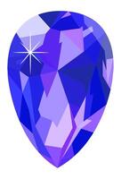 Large, teardrop shaped faceted sapphire reflecting light beautifully, isolated against a pristine white background, embodying concepts of luxury, elegance, and exquisite jewelry design vector