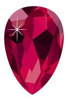 Large pear shaped ruby gemstone featuring exquisite facets reflecting light, creating a dazzling sparkling effect, beautifully isolated against a pristine white background vector