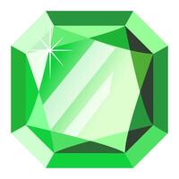 Large, sparkling green emerald gemstone reflecting light, creating a dazzling display of brilliance and vibrant color through its intricate facets, exuding luxury and elegance vector