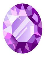 Glistening purple gemstone displaying captivating light reflections and sparkling facets, exuding a luxurious and elegant essence, ideal for jewelry designs or decorative accents vector
