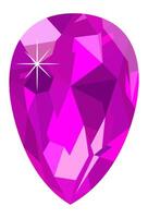Large teardrop shaped magenta gemstone with light reflections shining on a white background, perfect for luxury, jewelry, and elegance concepts vector