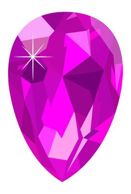 Large teardrop shaped magenta gemstone with light reflections shining on a white background, perfect for luxury, jewelry, and elegance concepts