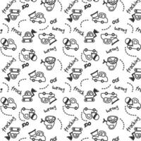 Hand-Drawn Construction Vehicles Doodle Pattern vector
