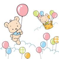 adorable Cubs' Whimsical Balloon Ride vector