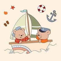 Little Bears Sailing the Seas vector