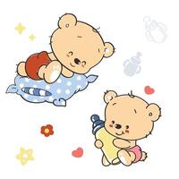 Adorable Baby Bears' Playful World vector