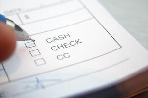 Selecting payment method on a financial document photo