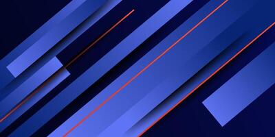 Dynamic abstract blue gradient illustration with a geometric background patterned with simple rectangular curves and orange lines. Cool and simple design. Eps10. vector