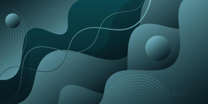 Dark green gradient geometric business banner design with waves. Creative banner design with wave shapes and lines for templates. eps10 vector