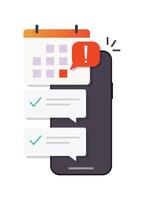 Mobile calendar with important deadlines and to-do lists. Some tasks have been completed. Stock Illustration vector