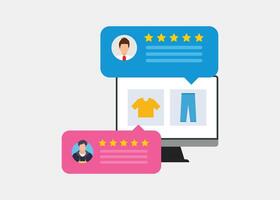 Customer reviews. User reviews bubble on Computer. Stock Illustration vector
