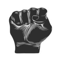 Raised Fist Silhouette Illustration. Symbol Of Strength And Solidarity Isolated Illustration vector