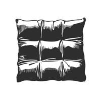 Cushion With Button Tufting Silhouette Illustration. Comfort And Home Decor Concept Isolated Illustration vector