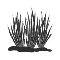 Grass And Rocks Silhouette Illustration. Natural Landscape Element Isolated Illustration vector