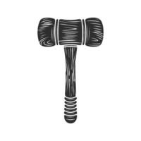 Wooden Mallet Silhouette Illustration. Symbol Of Craftsmanship And Carpentry. Isolated Illustration vector
