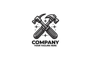 Vintage Tools Badge Logo of Hammer and screwdriver vector