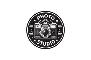 Classic Black and White Camera of Photo Studio Logo vector