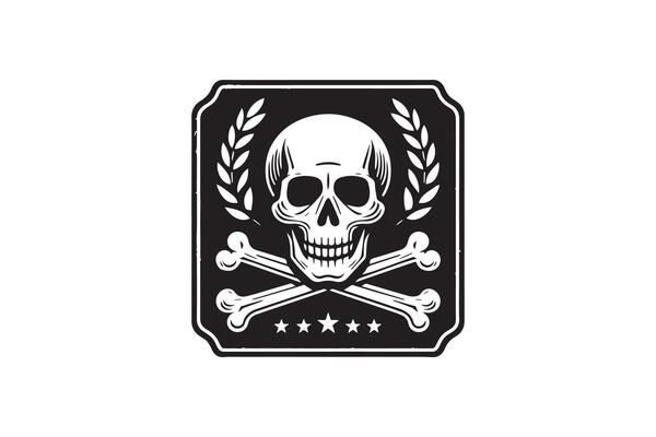 Monochrome of a skull and crossbones Badge Design