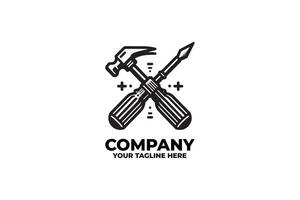 Classic Hammer and Screwdriver Emblem vector
