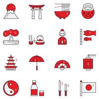 Japan icons symbol flat style design vector