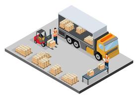 Warehouse loading and unloading operations illustration vector