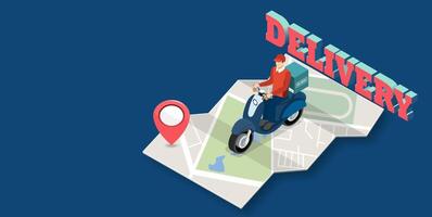 Delivery rider on scooter vector