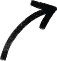 Textured Black Curved Arrow Pointing Upward Right in Grunge Brush Style vector