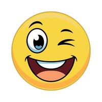 Animated Winking Face with a Wide Open Mouth Cartoon emoji winking eye and big smile emoji winking smile happy face cartoon graphic illustration vector