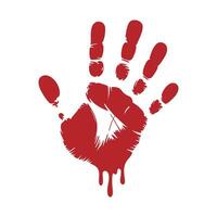 Red Handprint with Dripping Paint Isolated on White Background Symbolizing Danger Crime Scene or Warning with a Dramatic and Graphic Visual Effect vector