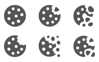 Seamless Pattern of Gray Cookie Icons on a White Background Some Cookies Have Bites Taken Out of Them Simple and Minimalist Design vector