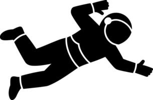 Black Silhouette of Astronaut Floating in Space Illustration of a Spaceman in Zero Gravity Isolated on White Background vector
