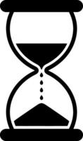 Black and white illustration of an hourglass with sand falling representing time passing deadlines and time management concepts vector