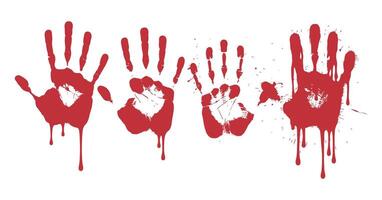 Bloody Handprints on White Background Horror Theme Halloween Design vector