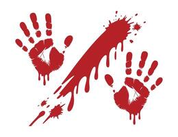 Illustration of Bloody Handprints and Splatter on White Background for Halloween Horror Crime Scene or Medical Emergency Concepts and Graphic Designs vector